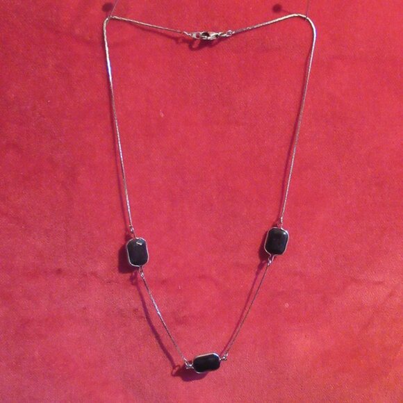 Whitby Jet necklace w/ Fools Gold inclusion, Silver accent, Pyrite, 925 - Picture 12 of 13